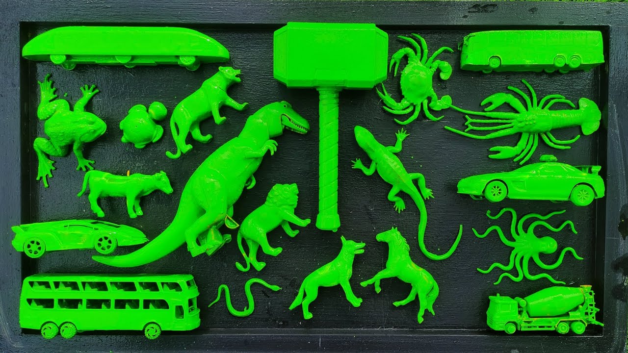 Membersihkan Mainan Hewan Dan Mobil-Mobilan Warna-warni ⁉️😱 Lobster | T.REX | Mobil Polisi | BUS DLL