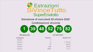 Estrazione del SuperEnalotto di mercoledì 29 ottobre 2025