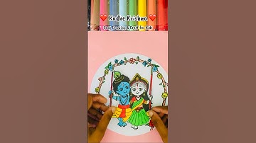 🥰 Little Krishna Drawing || Janmastami special Drawing ❤️ || Cute Drawing of Radha Krishna #short
