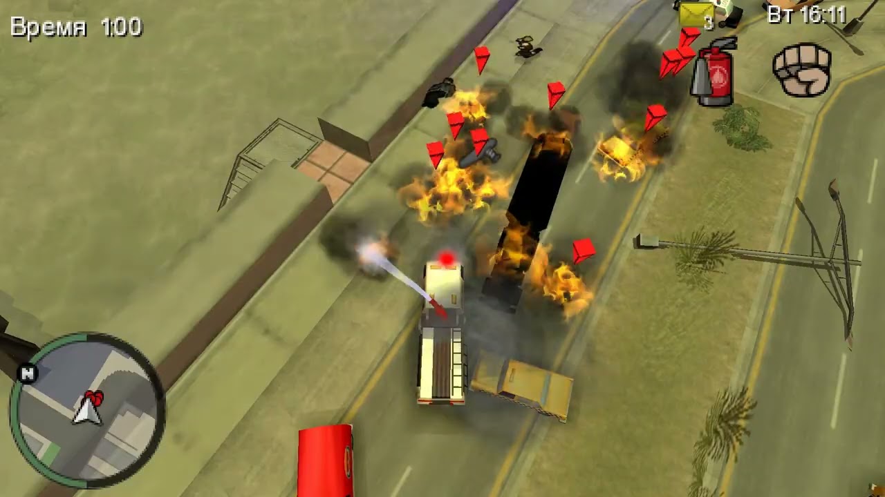 Играем в GTA: Chinatown Wars - работаем пожарным!