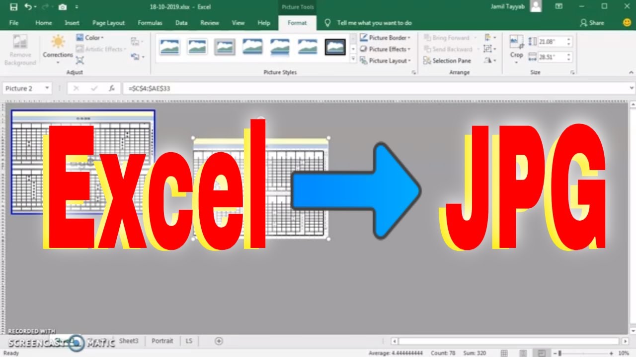 Convert Excel to JPEG or PNG Image | Export Excel Chart as Image