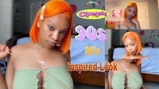 90’s inspired look 🧡 with an orange wig