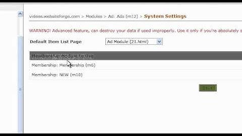 AD Module System Settings - Website Forge - Ecommerce web sites
