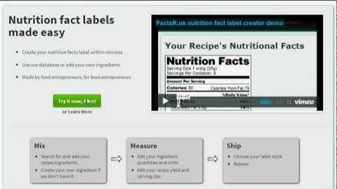 Saving and Copying Nutrition Fact Labels with www.ReciPal.com
