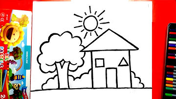 Cách vẽ ngôi nhà đơn giản | Dạy bé vẽ bức tranh ngôi nhà đơn giản đẹp nhất