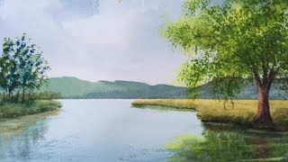 Акварель.Река. Как рисовать отражение в воде, траву. How to paint reflections. Watercolour Акварель.Река. Как рисовать отражение в воде, траву. How to paint reflections. Watercolour