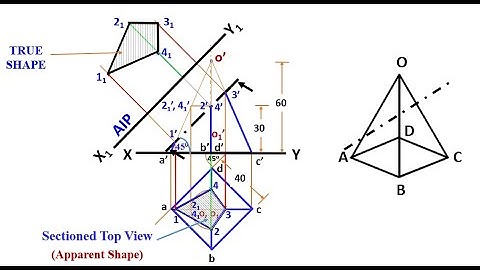 Engineering Graphics Lecture 013M Section of Solids XIII  (Section of Square Pyramid by an AIP)