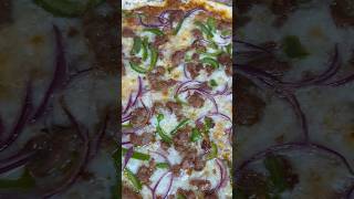 Sausage, Onion and Pepper Pizza with Roasted Red Pepper Sauce