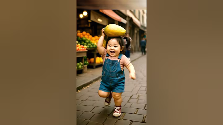 A cute baby steals papaya fruit #ai #cutebaby #papaya