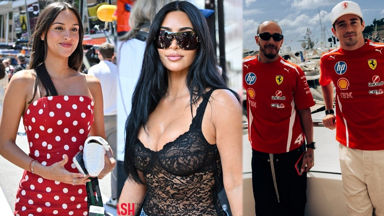 Kim Kardashian & Alexandra Leclerc at the Monaco GP Supporting Lewis  Hamilton & Charles Leclerc.