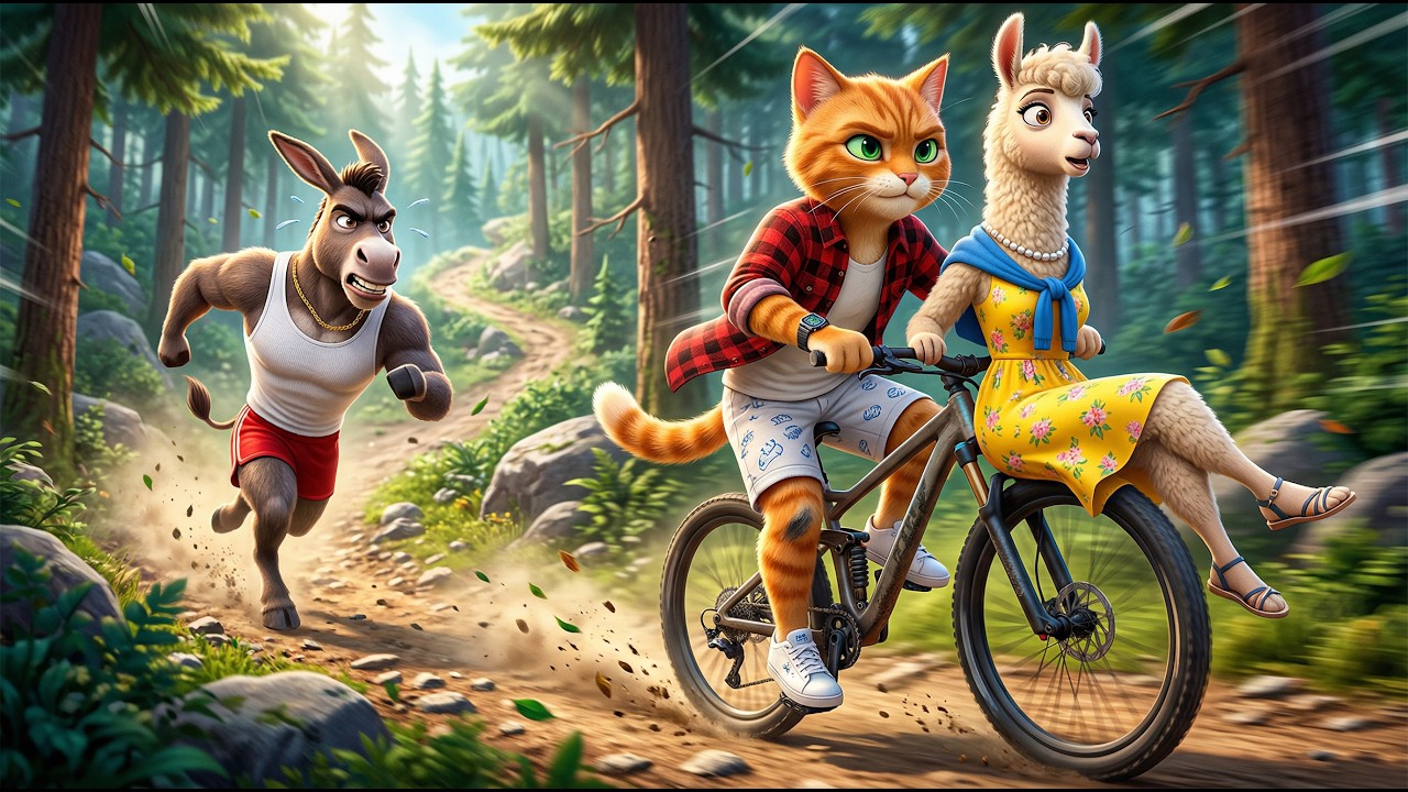 Cat Steals Donkey's Girlfriend on a Bicycle! 😹 | Funny 3D Animation ...
