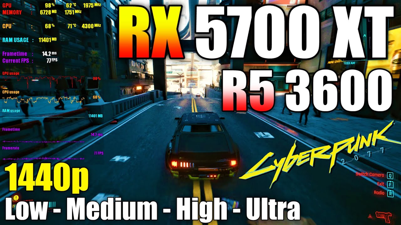 【ゲーミングPC】Ryzen 5 3600 & RX5700XT CyberPunk 2077 | RX 5700 XT and Ryzen 5 3600 | 1440p PC Gameplay