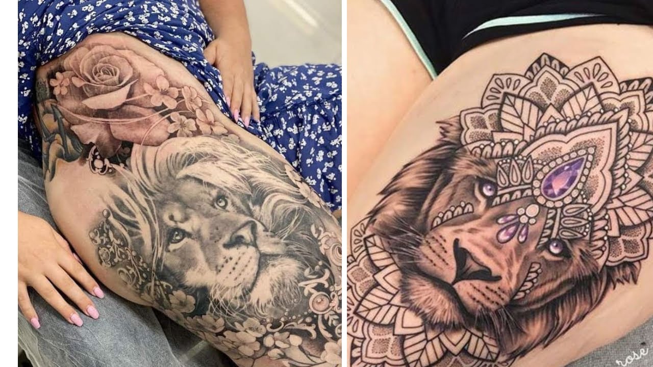 8. Lion Thigh Tattoos for Men - wide 9