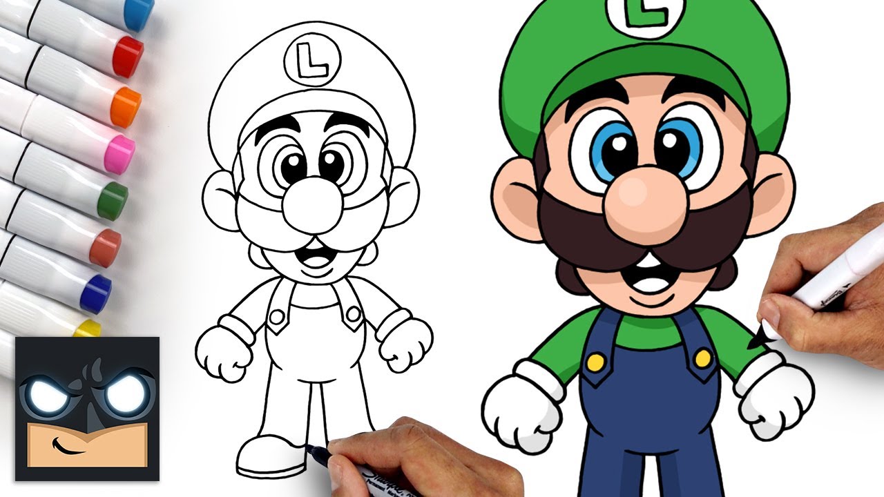 How to Draw Luigi from Super Mario Bros - Really Easy Drawing Tutorial