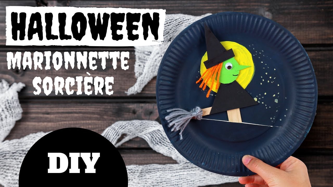 TUTO / DIY Halloween - Marionnette Sorcière (Bricolage facile pour enfants)  