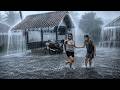 HEAVY RAIN & STRONG WINDS 🌧️⚡ Rural Indonesia Storm | Calm Your Mind & Sleep Better Tonight