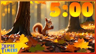5 Minute music timer with a cute squirrel and his acorn!