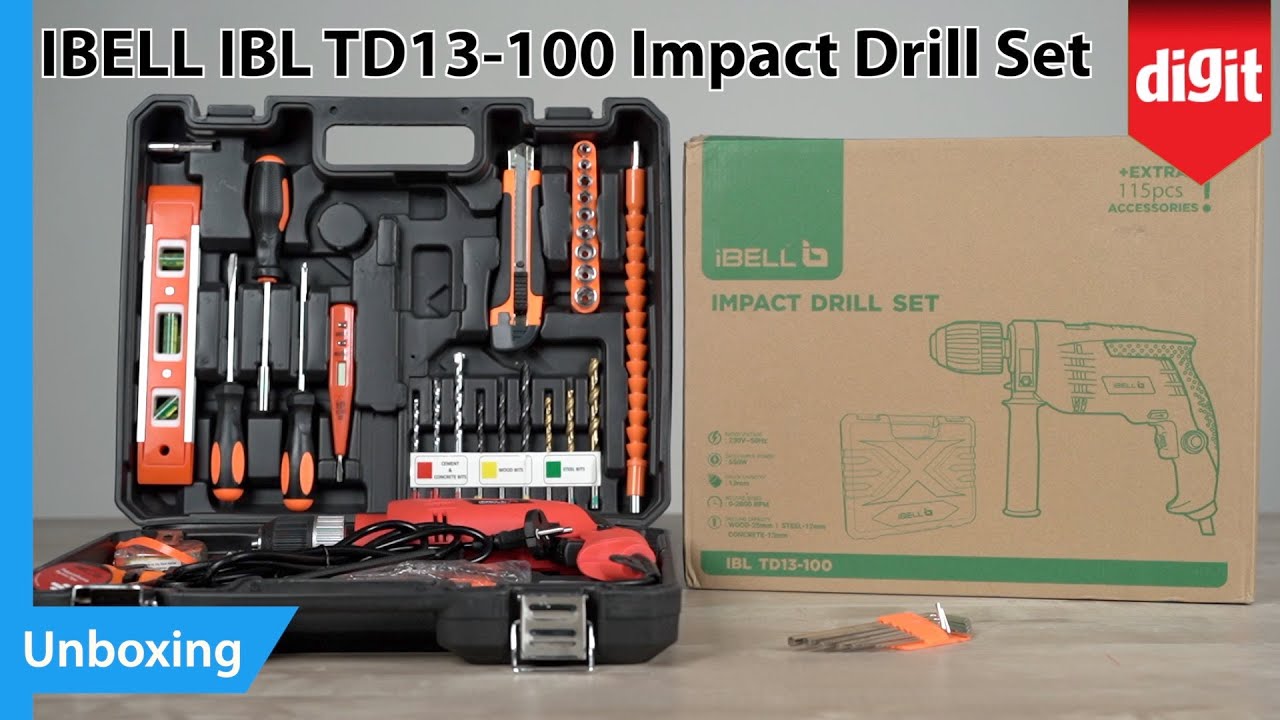 IBELL IBL TD13100 Impact Drill Set Unboxing YouTube