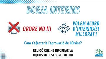 ¿CÓMO TE AFECTA LA ORDEN DE REGULACIÓN DE LAS BOLSAS DE INTERINOS? - REUNIÓN INFORMATIVA