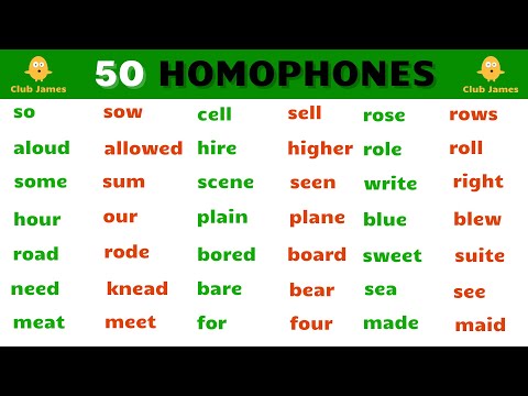 İngilizce'de 50 Homophone Kelime