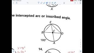 Inscribed Angles and Intercepted Arcs - 11.5 Practice B #8-11
