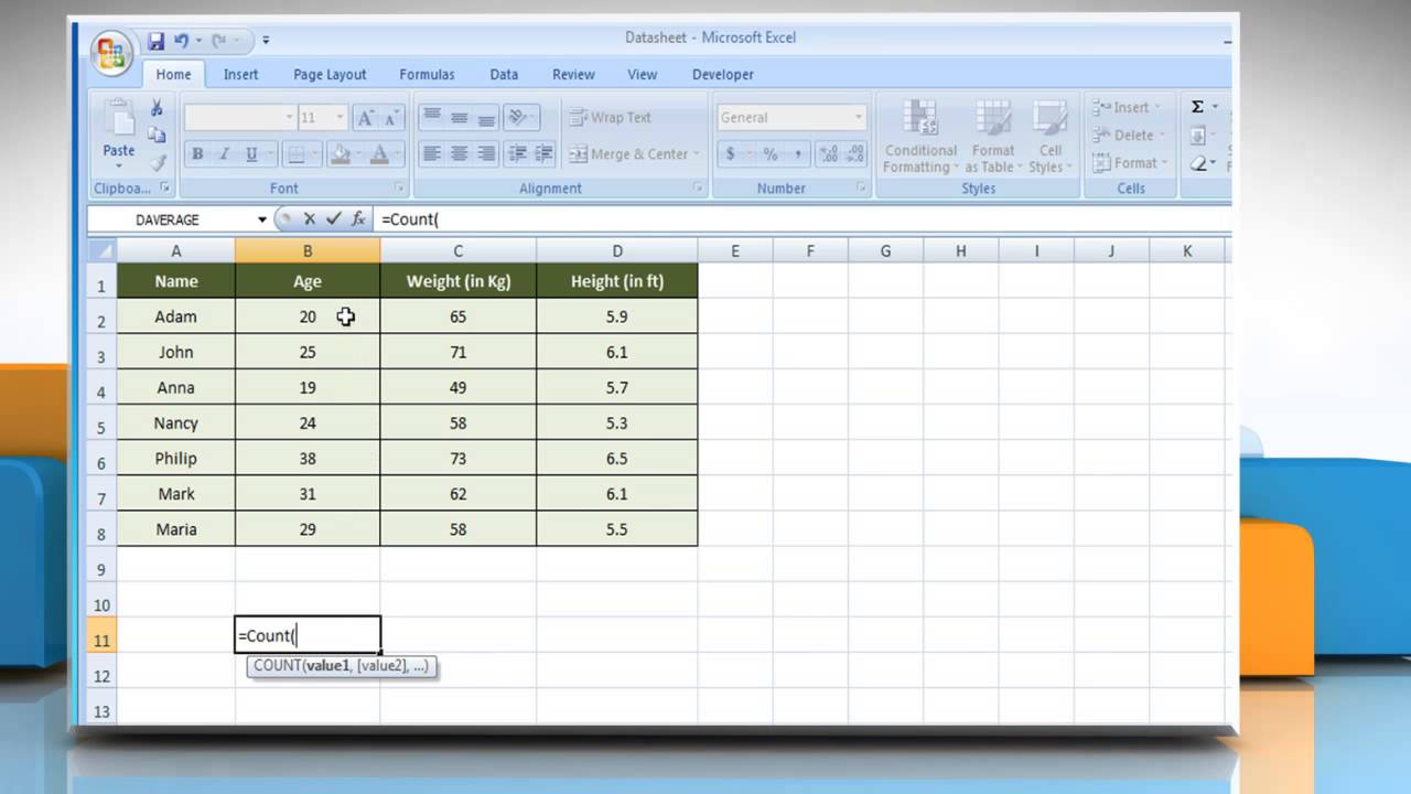 How to use the COUNT function in Excel YouTube