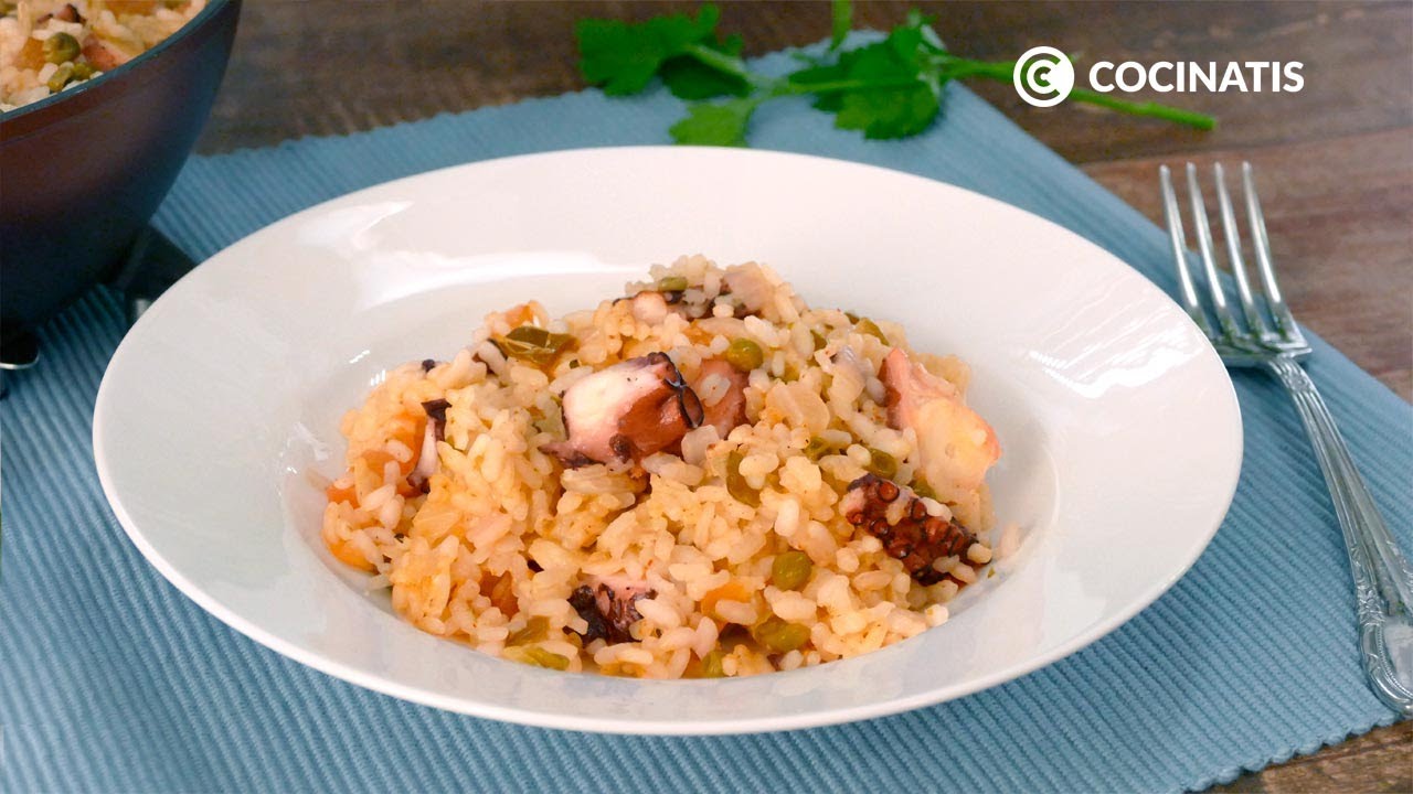 ARROZ con PULPO 🐙 Una irresistible receta de arroz meloso con pulpo ¡muy fácil de hacer