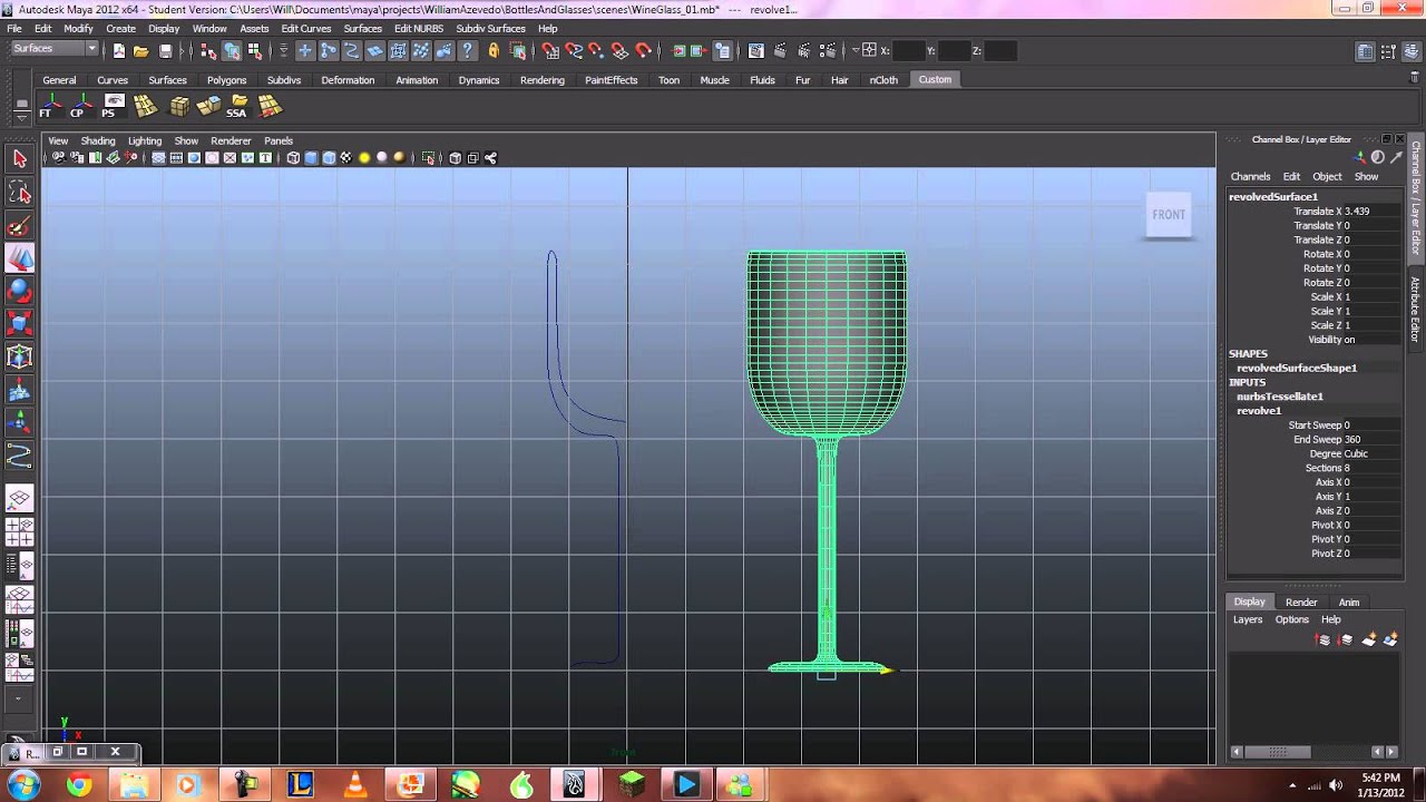 How to model a Wine Glass and Bottle in Maya 2012 - YouTube
