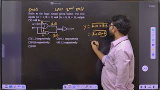 Refer to the logic circuit given below. For two inputs ( A=1, B=1 ) and ( A=0, B=1 ), output (Y)