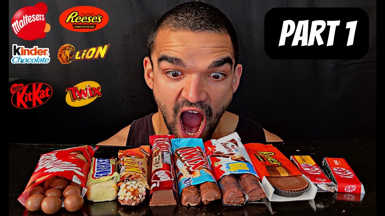 ASMR Chocolate Bars Snickers, KitKAt, Twix, Kinder, Lion, Reeses (PART 1) |  Hungry Jorge