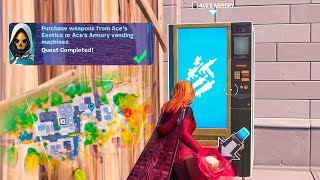 Purchase weapons from Ace's Exotics or Ace's Armory vending machines -FORTNITE