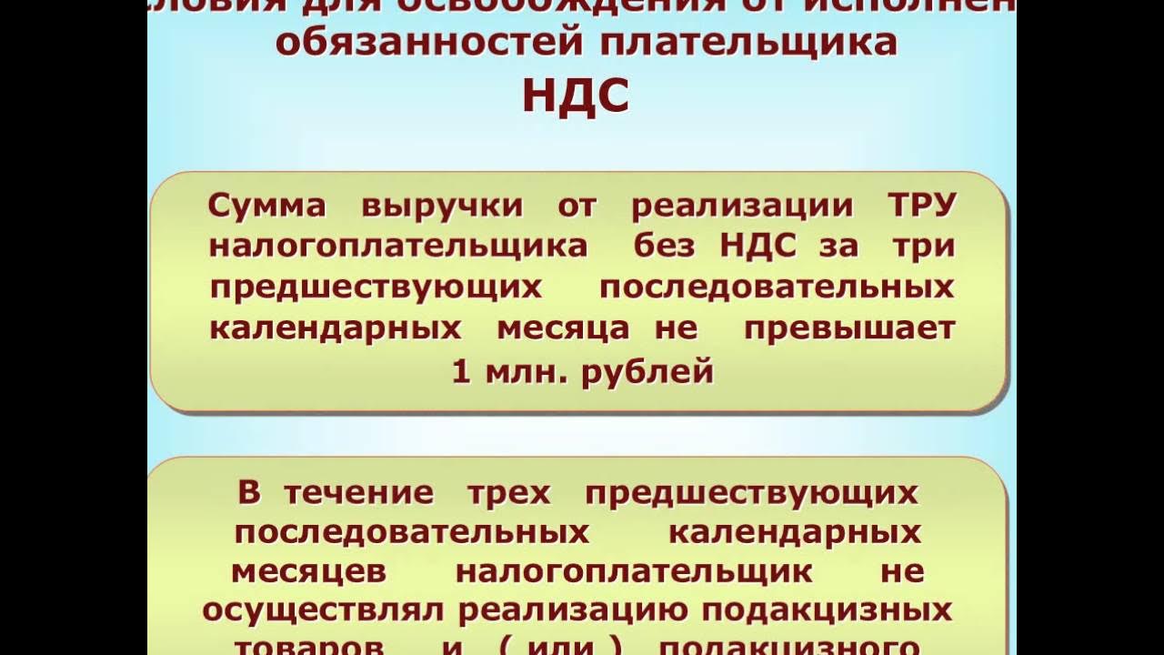 Освобождение от исполнения обязанностей плательщика ндс. Освобождение от исполнения обязанностей плательщика ндс