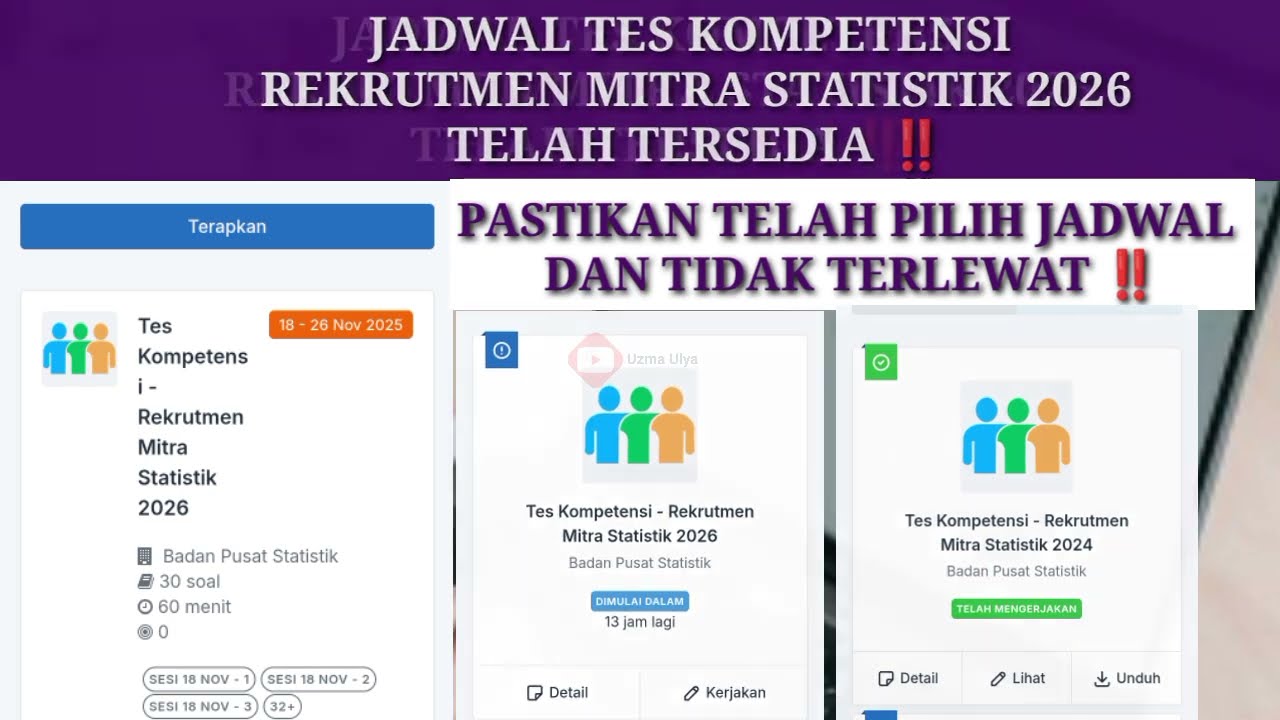 ALUR MEMIILIH JADWAL TES KOMPETENSI || UPDATE REKRUTMEN MITRA STATISTIK