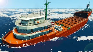 MASSIVE FREIGHTER SNAPS IN HALF!  Stormworks Sinking Ship Survival Gameplay