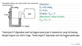 What is the measured gas pressure from the following open manometer? 82 cmHg 4 cm mercury gas