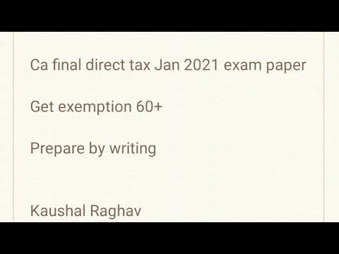 direct tax paper Jan 2021 ca final |DT paper | old course - YouTube