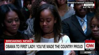 Malia Obama cry to say thank you daddy