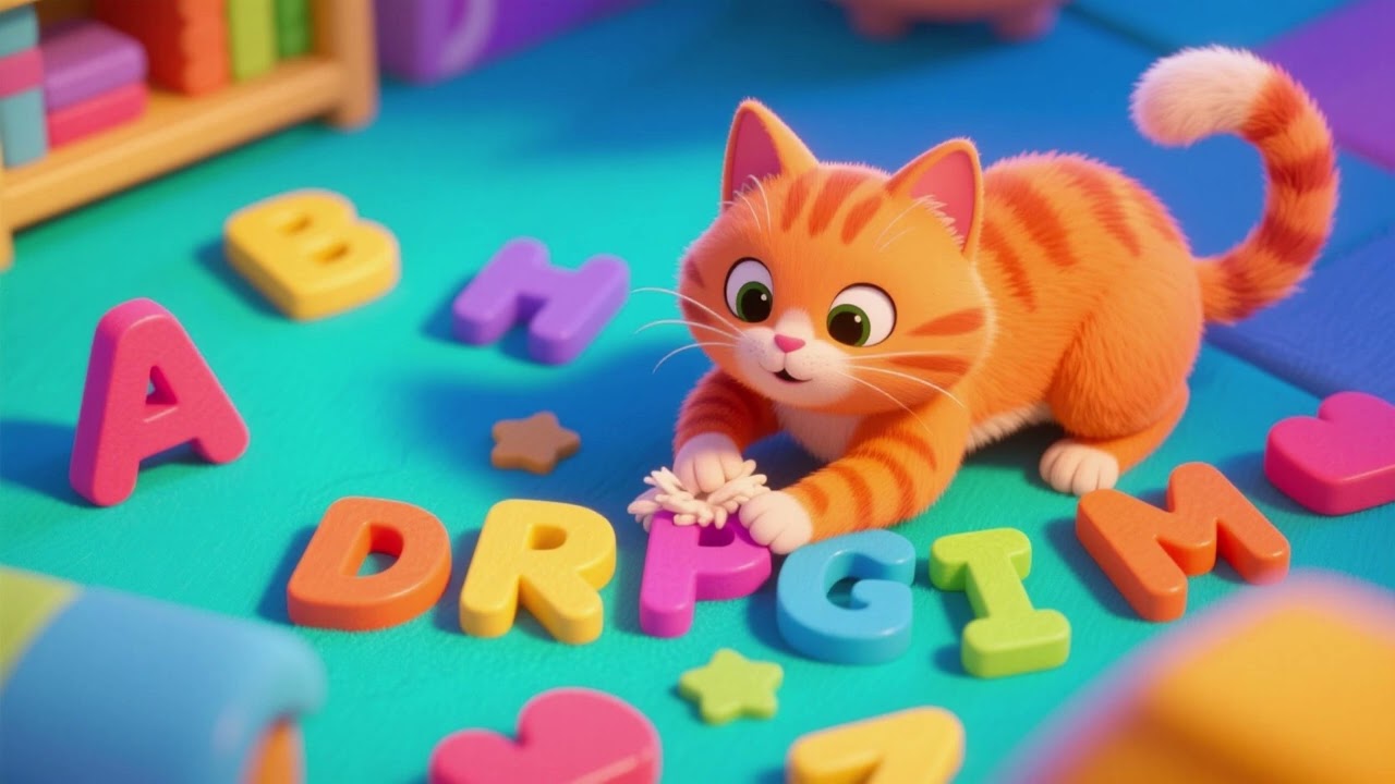 Orange Cat’s Playful ABC Grooming 🐱🍊 | Learn the ABCs for Kids | Nursery Rhymes
