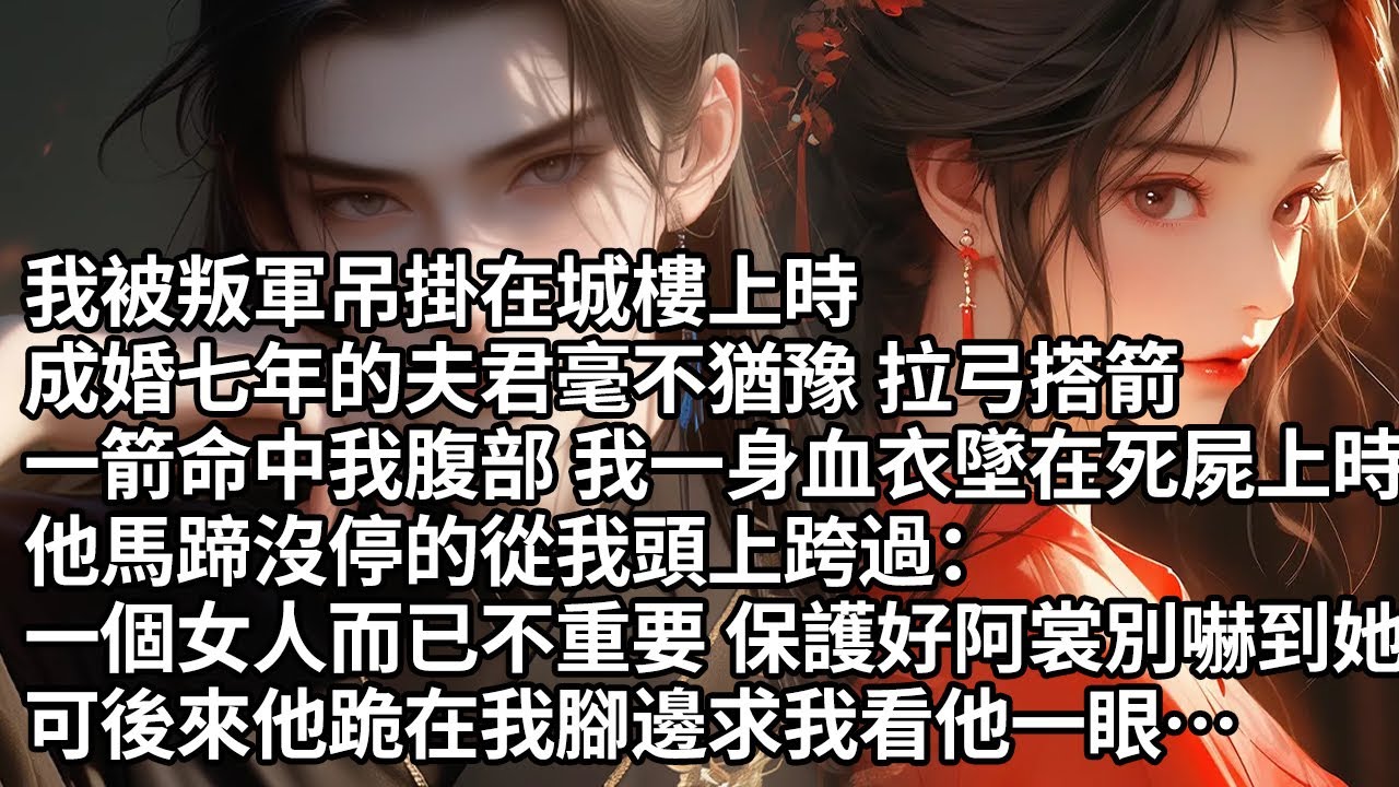 【一口氣看完】我被叛軍吊掛在城樓上時，成婚七年的夫君毫不猶豫 拉弓搭箭，一箭命中我腹部 我一身血衣墜在死屍上時，他馬蹄沒停的從我頭上跨過：一個女人而已不重要 保護好阿裳別嚇到她，可後來他跪在我腳邊求我