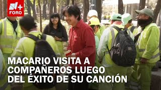 Macario se reencuentra con sus compañeros de limpia tras el éxito de su canción - Las Noticias