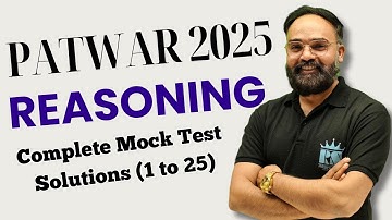 RSSB Raj. Patwari 2025 Reasoning | Mock Test- 1 to 25 | Detailed solution || Reasoning Rishi Sir