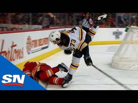 Charlie McAvoy Levels Johnny Gaudreau With Big Hit After The Play