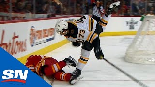 Charlie McAvoy Levels Johnny Gaudreau With Big Hit After The Play