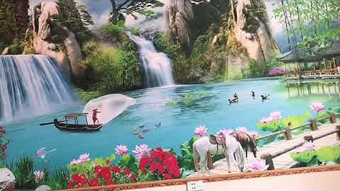 Thi công tranh dán tường 3D Sơn Thủy Hữu Tình quá đẹp | Lh 0328077444