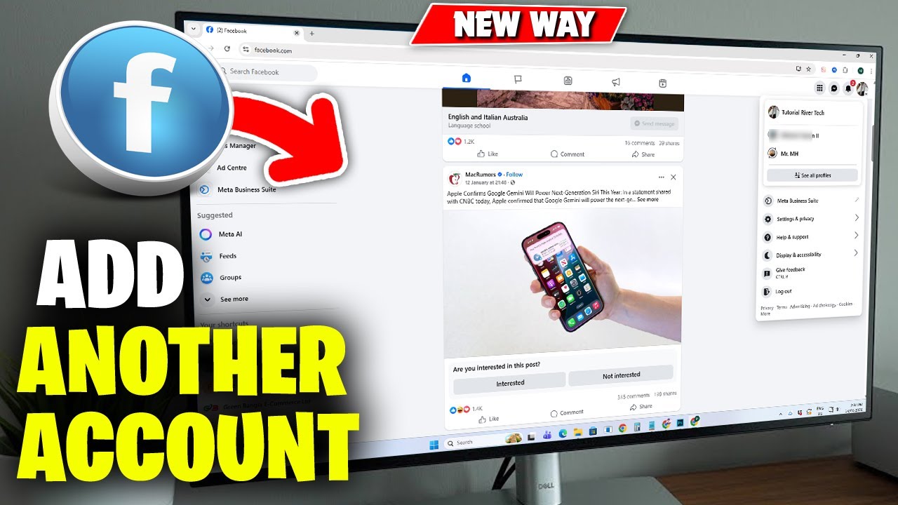 How To Add Another Account On Facebook - PC / Laptop - YouTube