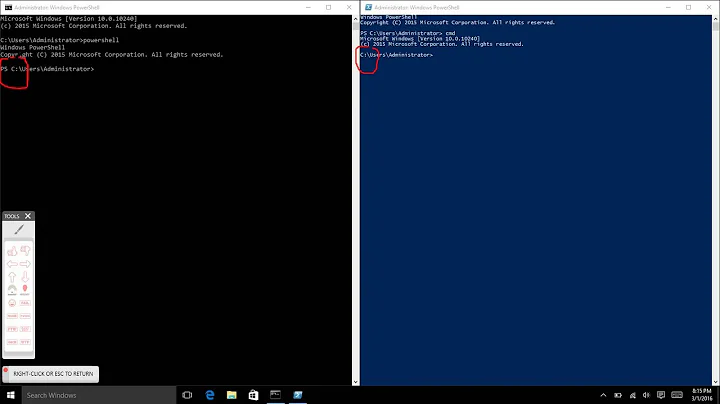 how to run cmd in powershell and powershell in cmd