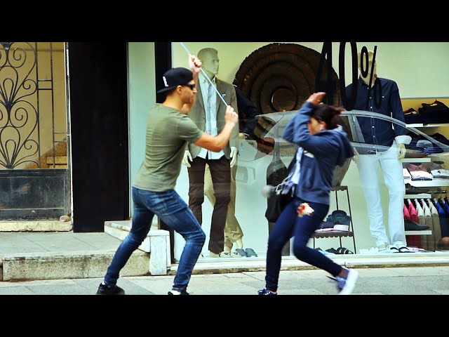 Blind Man Attacking People Prank