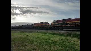KCS Intermodal Husky Stack Unit And Mixed Freight Train #2 In Stafford, Texas January 27, 2021.