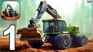 Mega Harvester - Gameplay Walkthrough Part 1 Cut Trees & Carry Logs With Harvester (iOS, Android)