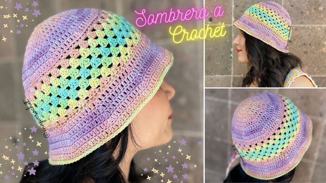Sombrero Crochet con Punto Granny Bucket Hat | Diestra -